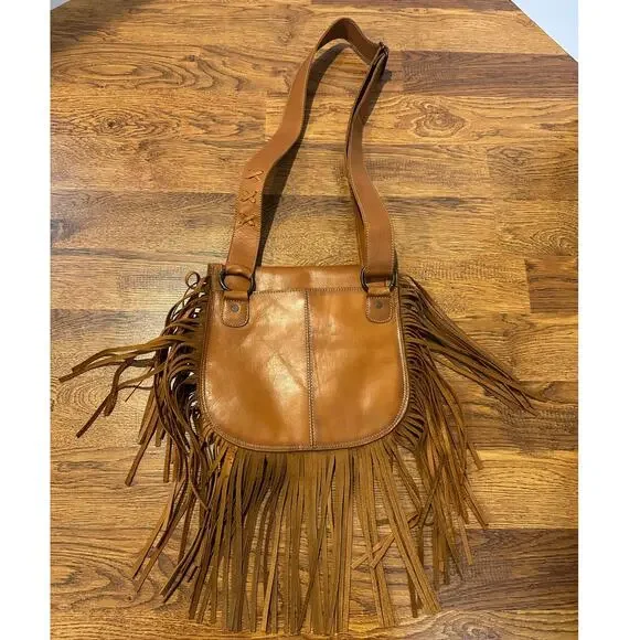 STS Ranchwear Wayfarer Selah Leather Fringe Crossbody Bag Whiskey Western Boho - Picture 5 of 16